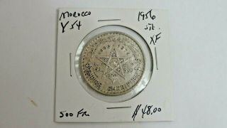 1956 Morocco 500 Francs.  900 Silver Coin Mohammed Vi -