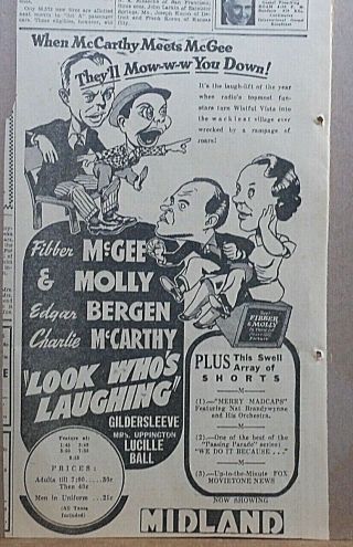 1942 Newspaper Ad For Movie Look Who 