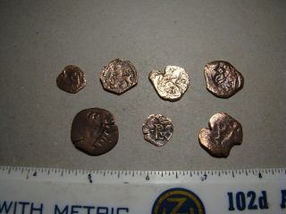 1600s Or Earlier Spanish Coins,  Metal Detector,  Treasure Of 7 Coins P