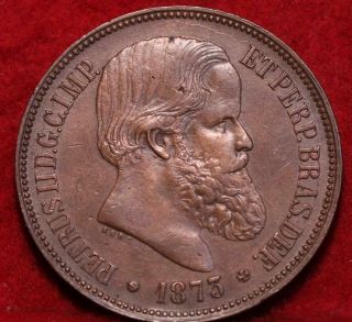 1873 Brazil 40 Reis Foreign Coin