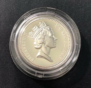 Great Britain 1985 One Pound Proof Silver (piedfort) Coin: Welsh Leek