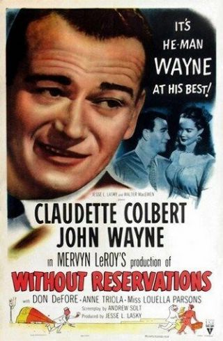 Without Reservations Movie Poster John Wayne Vintage 1