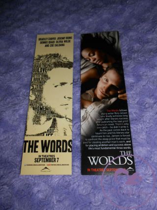 The Words Promotional Bookmark,  Bradley Cooper,  Zoe Saldana,  Movie Promo