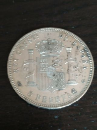 Spain EspaÑa 5 Pesetas Alfonso Xiii 1897 (97) Silver,  Grade (r175)