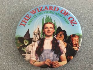 Wizard Of Oz Pin Back Movie Video Store Promo Promotional 3 " Button Dorothy