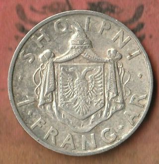 1935 Albania 1 Frang - Zog I - 83.  5 Silver - Only 700,  000 Minted - Exotic Coin