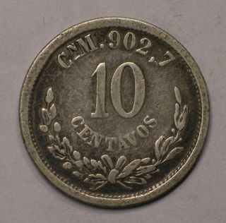 1889 Cnm Culiacan Mexico 10 Centavos Scarce Silver Coin Km - 403.  2 4043
