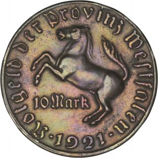 Germany: 10 Mark Notgeld Westphalia bronze 1921 - VF 3