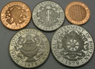 BHUTAN 5,  10,  25,  50 Chhertums,  1 Ngultrum 1979 Proof - 5 coins - L79 ¤ 2