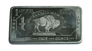 1 Oz One Troy Ounce American Buffalo.  999 Pure Nickel Bullion Bar Ni Element