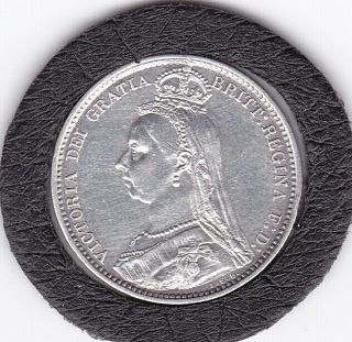 Queen Victoria 1887 Sixpence (6d) Silver (92.  5) Coin