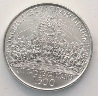 Vatican 500 Lire 1962 (2.  Ecumenical Council) Silver Commem.  Coin (km 74) Unc