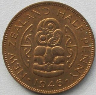 Zealand 1946 Half Penny 1/2d,  Bu,  Red,  Km Tn 12