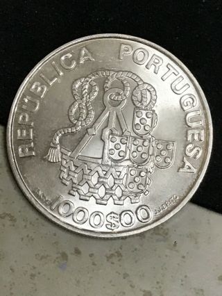1998 Portugal 1000 Escudos Silver Coin - Santa Casa Da Misericordia Lisboa
