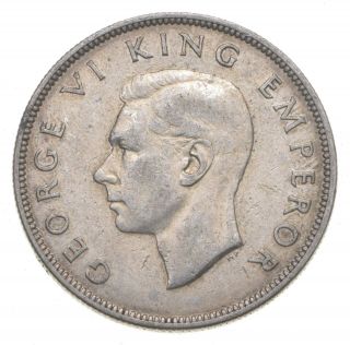Silver - World Coin - 1937 Zealand 1/2 Crown - World Silver Coin 795