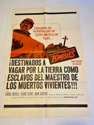 Plague Of The Zombies Vtg Spanish 1966 Hammer Horror 1 Sheet Poster