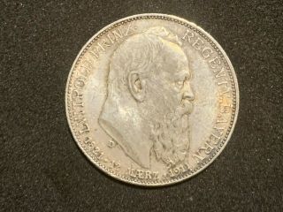 1911 - D Germany Bavaria 90th Birthday 2 Mark Silver Coin