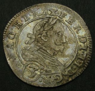 Austria 3 Kreuzer 1627 - Silver - Ferdinand Ii.  - Vf - - 2344