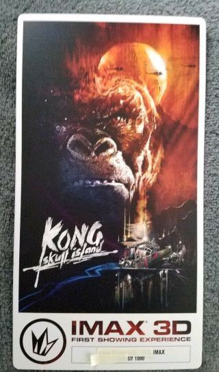 Kong Skull Island Imax 3d,  First Showing Experience Collectible Ticket Of 1000