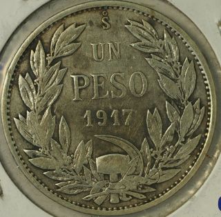 1917 Silver 1 Peso Chile