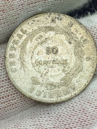 1887 Costa Rica 50 Centimes (counter Stamped) 2