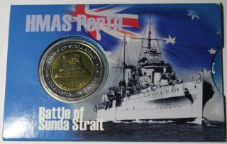 Australia Bi - Metal 5 Dollars,  2002 Gem Unc Battle Of Sundra Strait Houston/perth