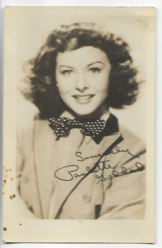 1945 Paulette Goddard Postcard W/ $0.  01 Postage,  Rare