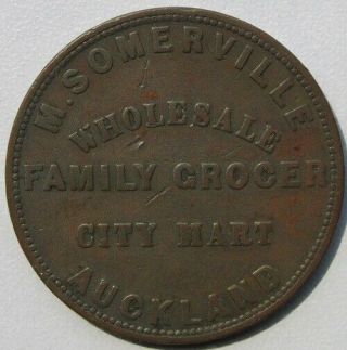 Zealand 1857 Penny Token M Sommerville,  Vg,  Andrews 499,  Lampard 342b