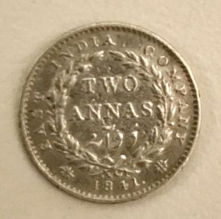 1841 British India Silver Two Annas - East India Company