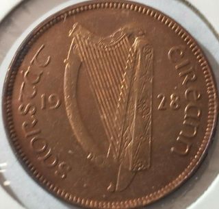 1928 Ireland Republic 1/2 Penny Km 2,  Uncirculated