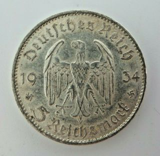 Germany (third Reich) 1934e 5 Reichsmark 90 Silver Potsdam Nazi Rule 1933 M3241
