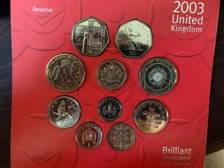 2003 United Kingdom Brilliant Uncirculated Coin Set,  10 Coins,  Royal 2