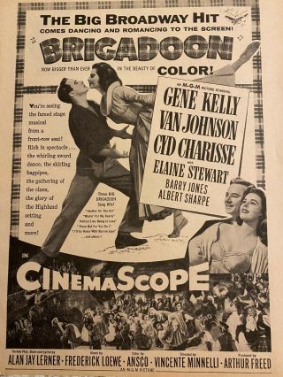 Brigadoon,  Gene Kelly,  Cyd Charisse,  Full Page Vintage Promotional Ad