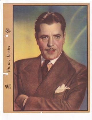 Warner Baxter - Dixie Ice Cream Lid Premium Movie Star 1930s Picture Card