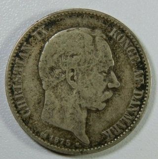 1875 Denmark 2 Kroner Silver