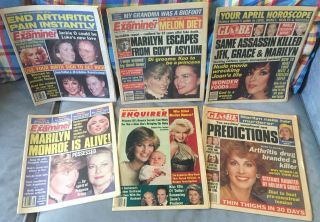 Vintage 1980s Tabloids With Marilyn Monroe On The Cover Enquirer,  Examiner Globe