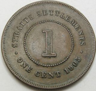 Straits Settlements 1 Cent 1903 - Bronze - Vf - 264 ¤