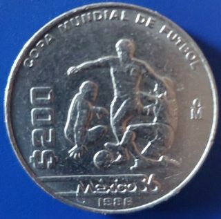 Mexico 1986 World Cup Soccer Commemorate 200 Pesos Coin