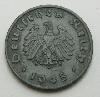 Germany 1 Reichspfennig 1945 F - Zinc - Xf/aunc - 3054