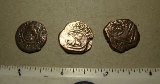1600s / 1700s Spanish Coins,  Metal Detector,  Treasure Of 3 Coins P