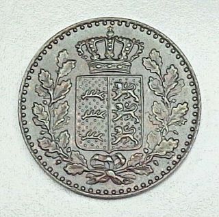 1871 Germany - Württemberg 1/2 Kreuzer,  Km - 611.