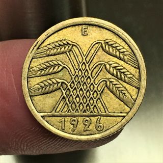 1926 E Germany - Weimar Republic 5 Reichspfennig Coin,  Km 39,  Au