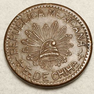 1915 10 Centavos Mexico Revolutionary Pancho Villa Chihuahua Brass Metal Km - 615a