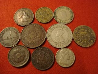10 South/ Central America Coins 1860 - 1947