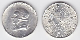Silver Coin 12 Gr X 0,  640 - Austria 2 Shilling Joseph Haydn 1932 - Vf.  X2022