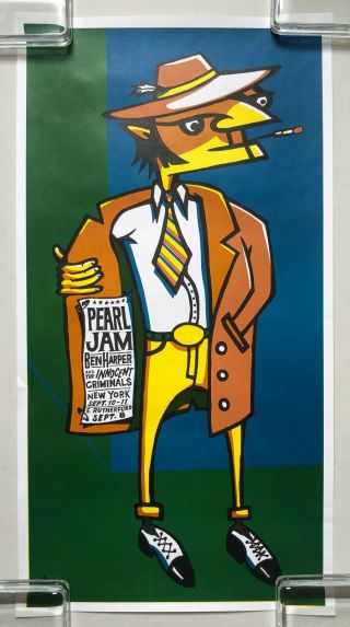 Pearl Jam / Ben Harper 1998 Ny / Nj Concert Poster Ames 2nd Edition Minty