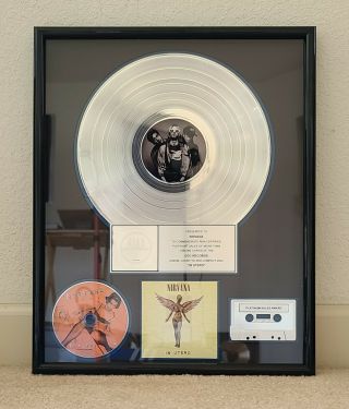 Nirvana Riaa Record Plaque Platinum Record Award Nevermind Kurt Cobain In Utero