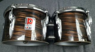 vintage premier bongo drums mahogany ringo starr 1960s model 520,  6” & 8” 2