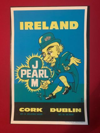 Rare Pearl Jam: 1996 Ames Bros Cork/dublin Poster Near Perfect 15 " X23 "
