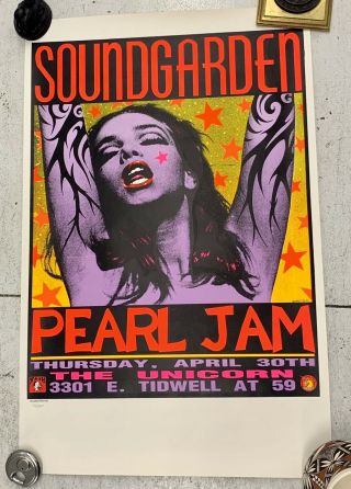 Vintage Pearl Jam Soundgarden Frank Kozik Silkscreen 1992 Concert Poster /2500